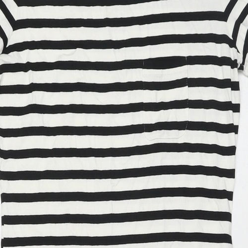 Marks and Spencer Womens White Striped Viscose Bodycon Size 10 Round Neck Pullover