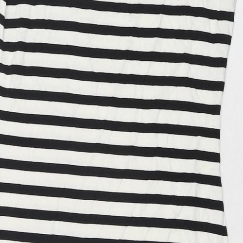 Marks and Spencer Womens White Striped Viscose Bodycon Size 10 Round Neck Pullover