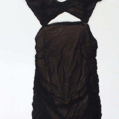 Miss Moda Womens Black Polyester Bodycon Size 6 Sweetheart Zip