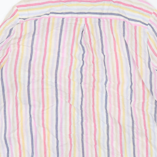 Marks and Spencer Womens Multicoloured Striped Cotton Basic Button-Up Size 12 Collared