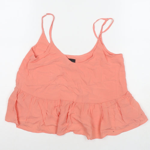 Topshop Womens Orange Viscose Basic Tank Size 4 Round Neck