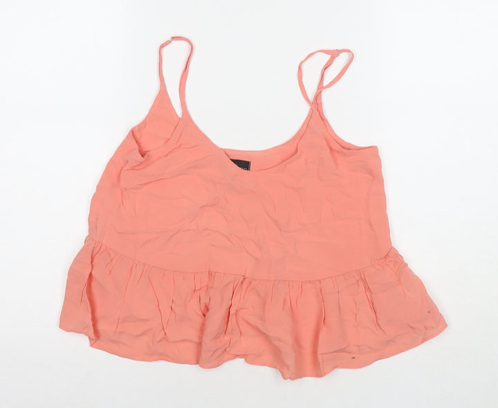 Topshop Womens Orange Viscose Basic Tank Size 4 Round Neck