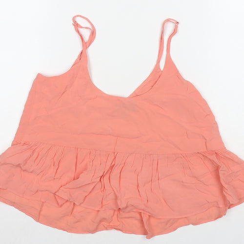 Topshop Womens Orange Viscose Basic Tank Size 4 Round Neck