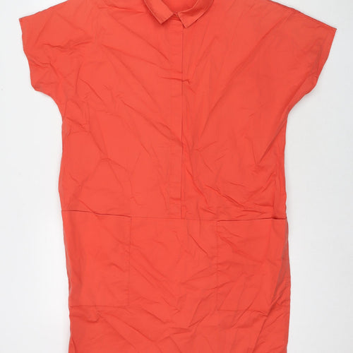 Peserico Womens Orange Cotton A-Line Size 16 Collared Pullover