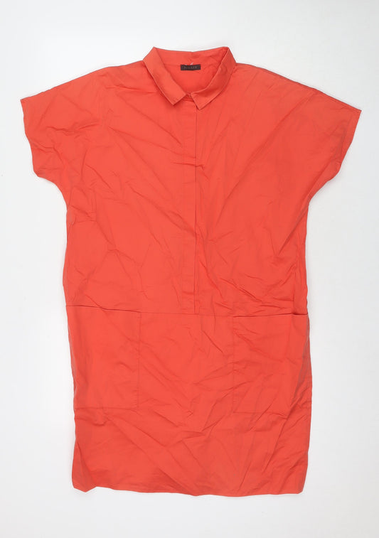 Peserico Womens Orange Cotton A-Line Size 16 Collared Pullover