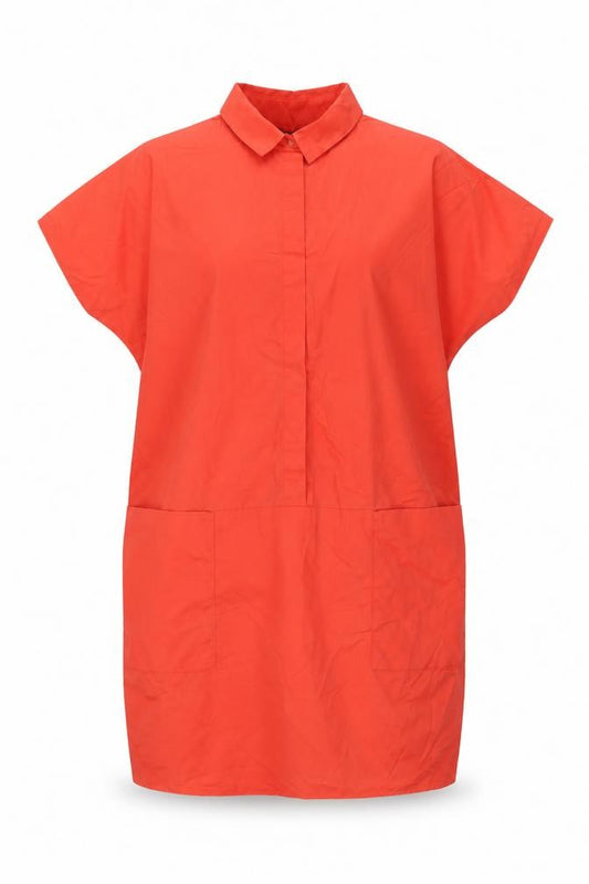 Peserico Womens Orange Cotton A-Line Size 16 Collared Pullover