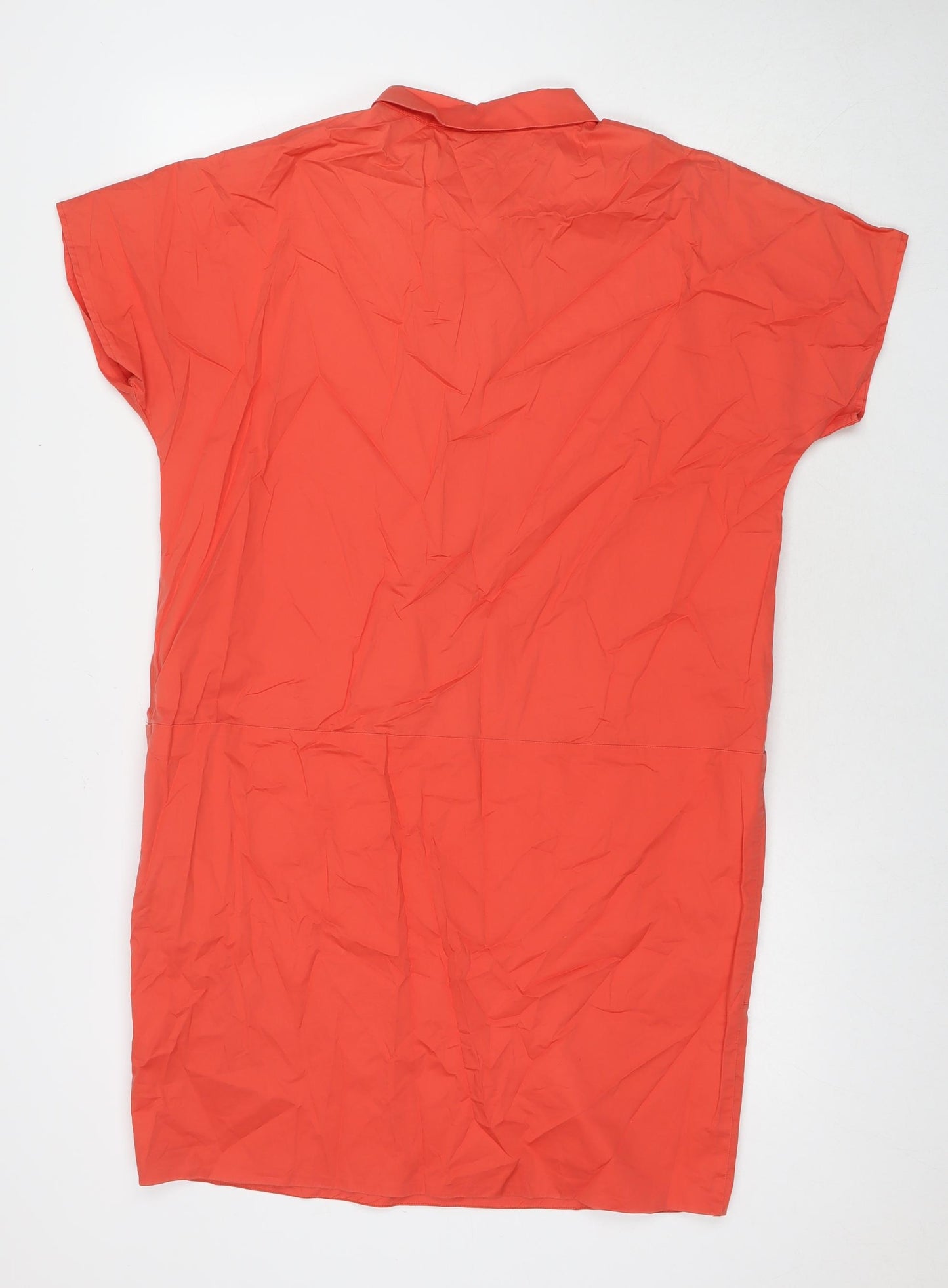 Peserico Womens Orange Cotton A-Line Size 16 Collared Pullover