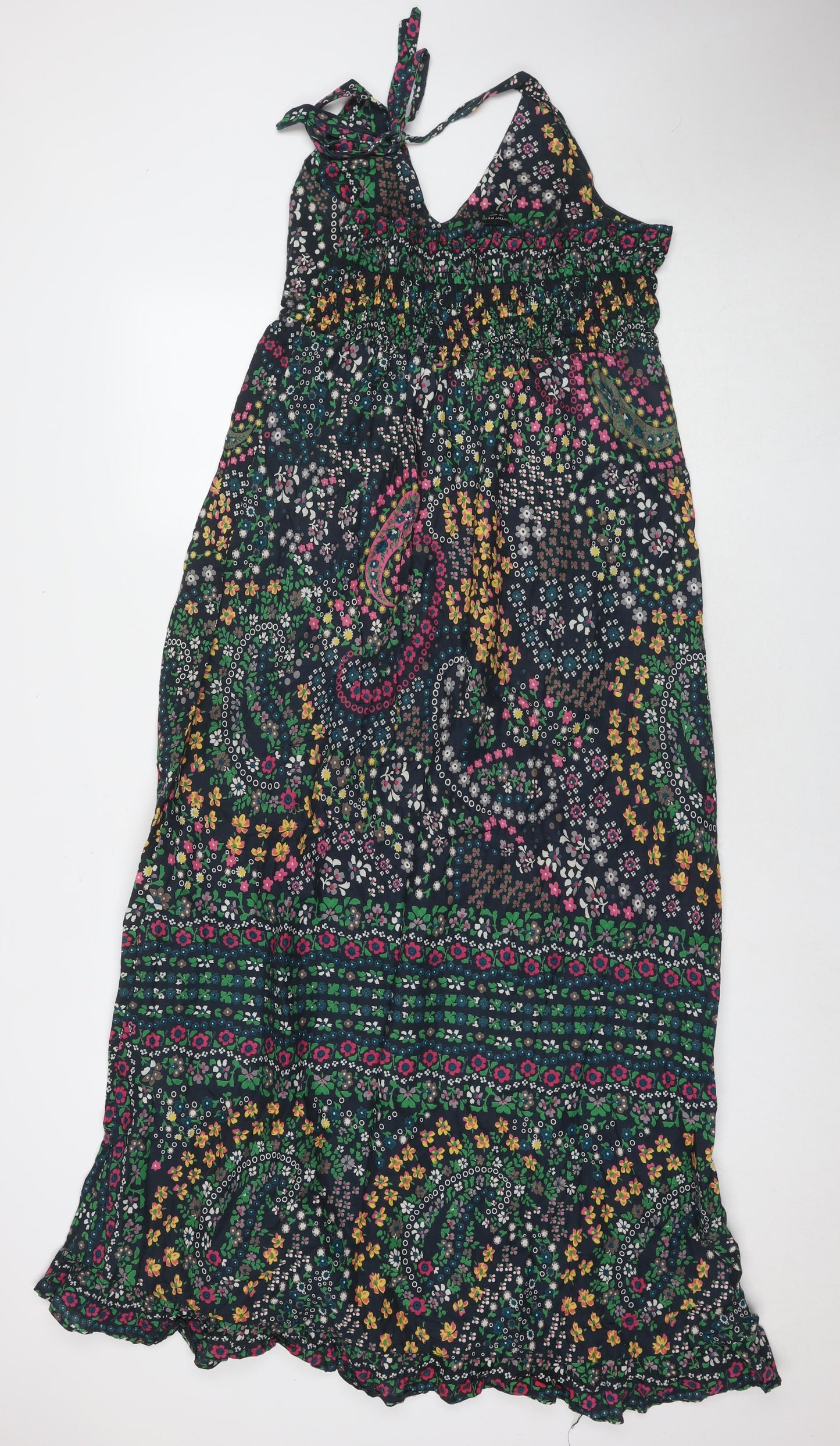 Dorothy Perkins Womens Multicoloured Floral Cotton Maxi Size 12 V-Neck Pullover