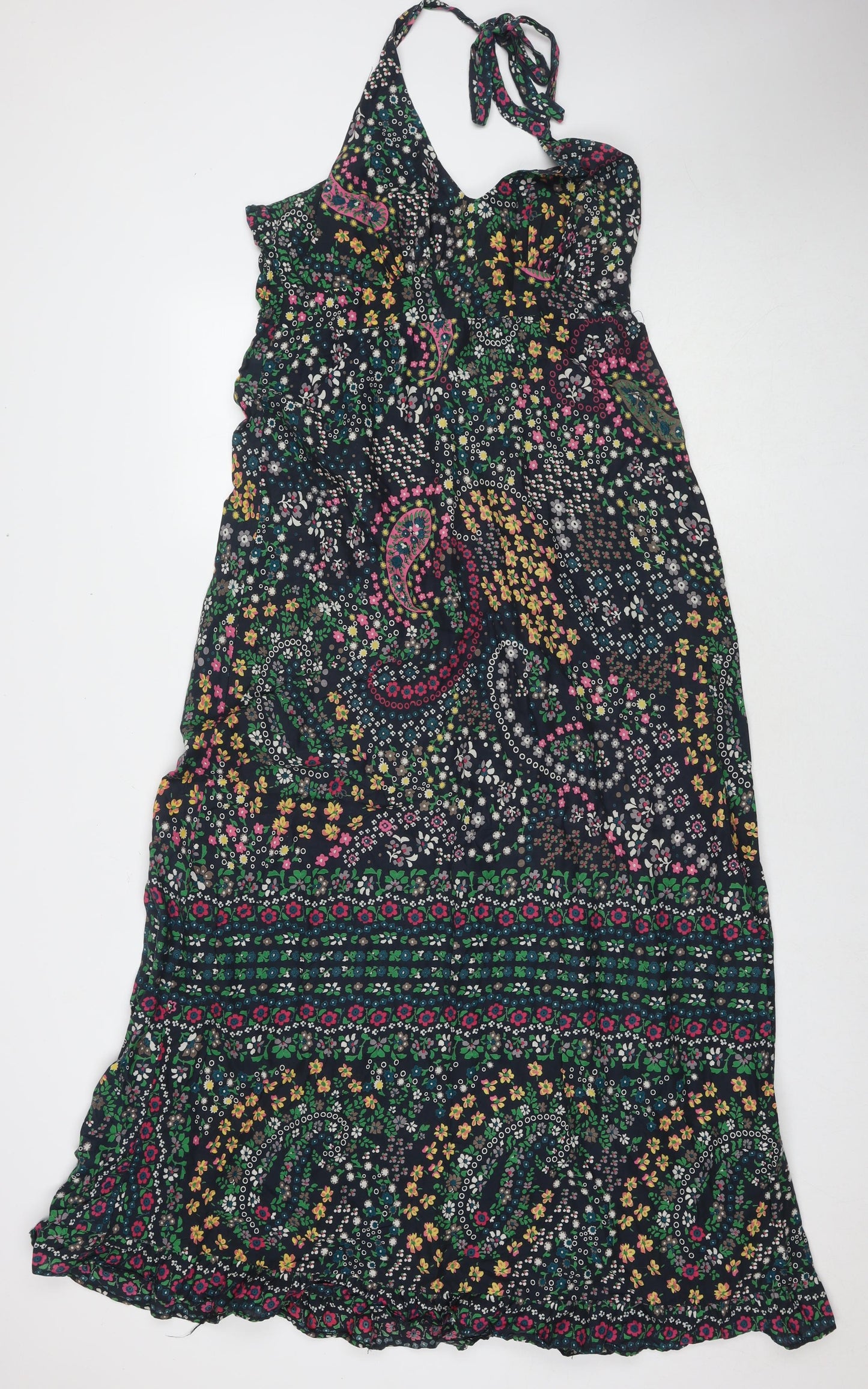 Dorothy Perkins Womens Multicoloured Floral Cotton Maxi Size 12 V-Neck Pullover