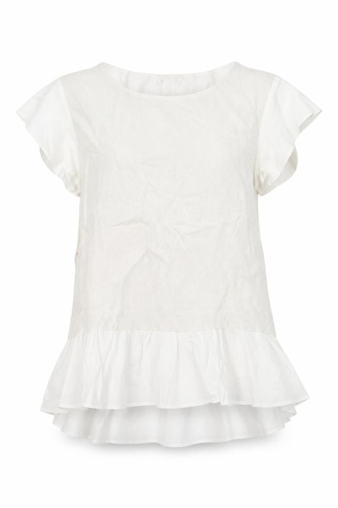 wh Womens White Cotton Basic Blouse Size XS V-Neck