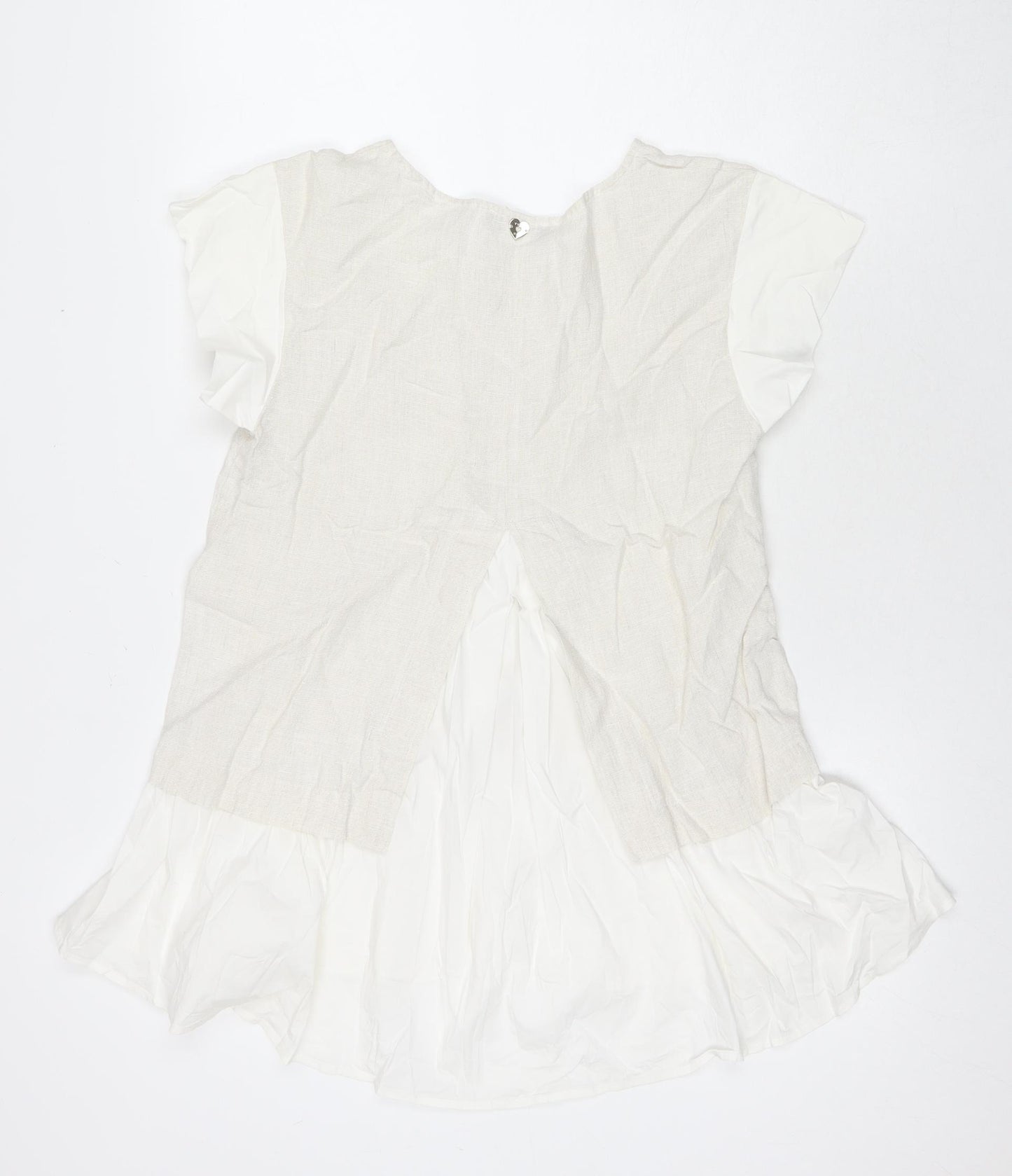 wh Womens White Cotton Basic Blouse Size XS V-Neck