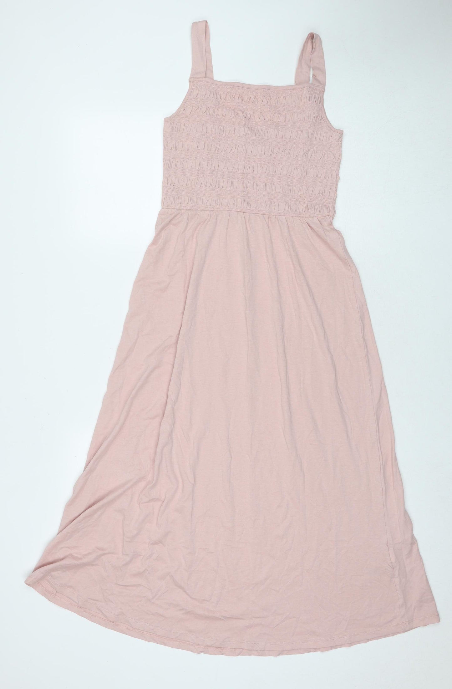 New Look Womens Pink Cotton Maxi Size 12 Square Neck Pullover