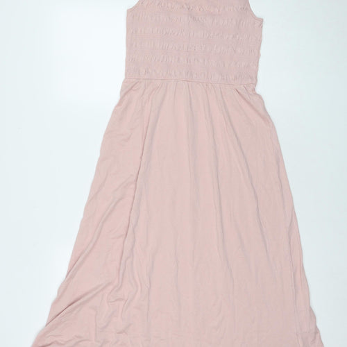 New Look Womens Pink Cotton Maxi Size 12 Square Neck Pullover