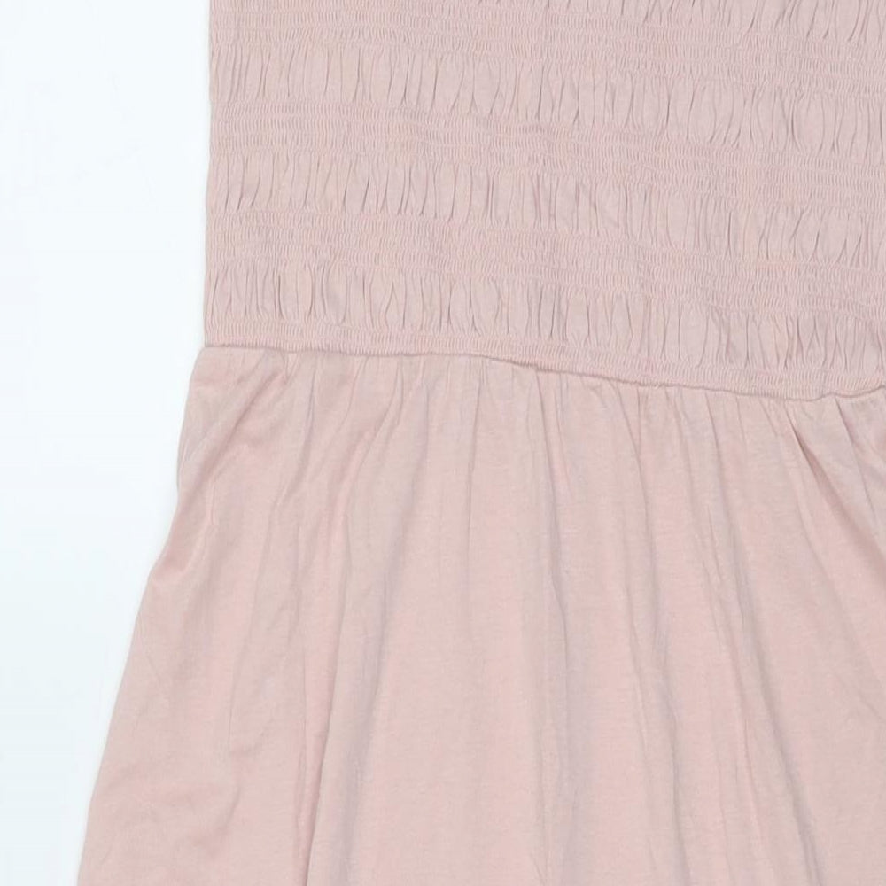 New Look Womens Pink Cotton Maxi Size 12 Square Neck Pullover