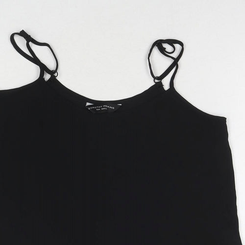 Dorothy Perkins Womens Black Polyester Basic Tank Size 6 V-Neck