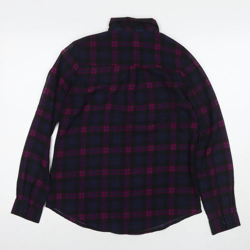 PRETTYLITTLETHING Womens Blue Check Polyester Basic Button-Up Size 8 Collared