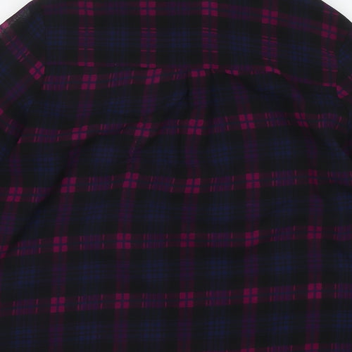 PRETTYLITTLETHING Womens Blue Check Polyester Basic Button-Up Size 8 Collared