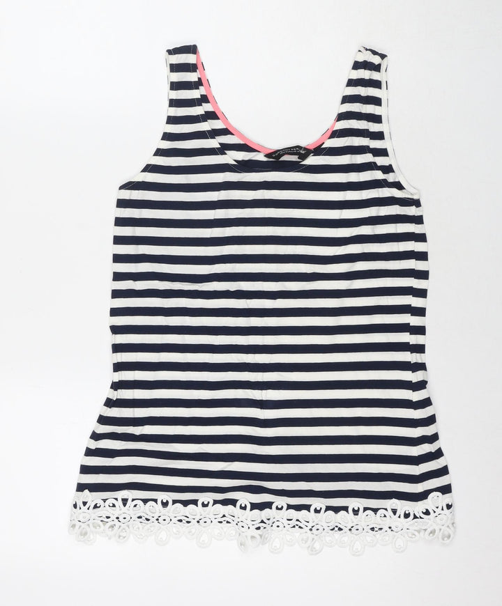 Dorothy Perkins Womens Blue Striped Cotton Basic Tank Size 12 Round Neck