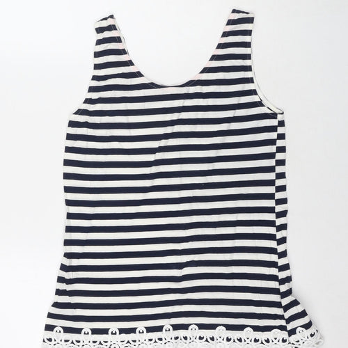 Dorothy Perkins Womens Blue Striped Cotton Basic Tank Size 12 Round Neck
