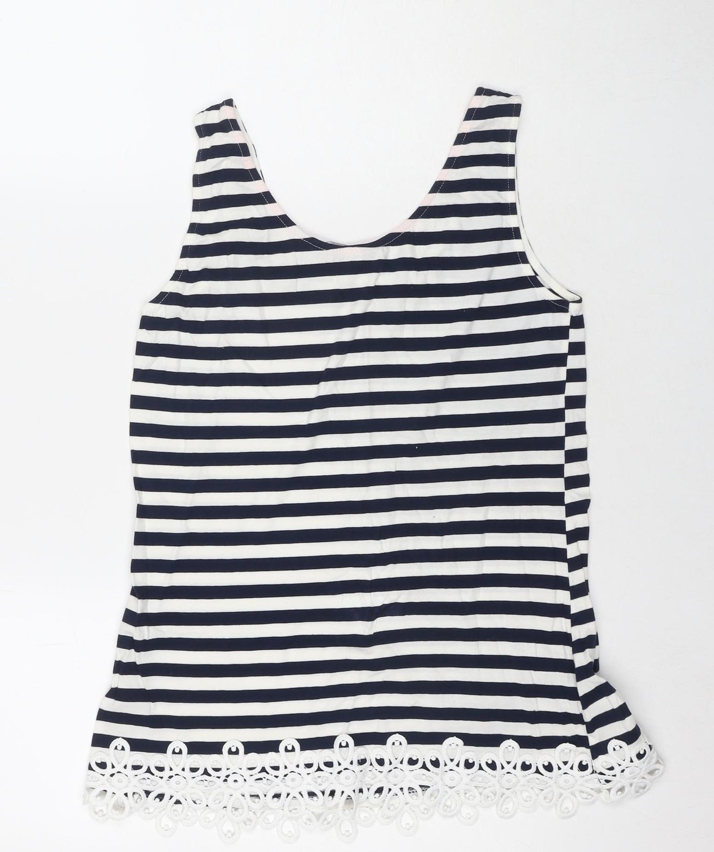 Dorothy Perkins Womens Blue Striped Cotton Basic Tank Size 12 Round Neck
