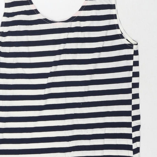 Dorothy Perkins Womens Blue Striped Cotton Basic Tank Size 12 Round Neck