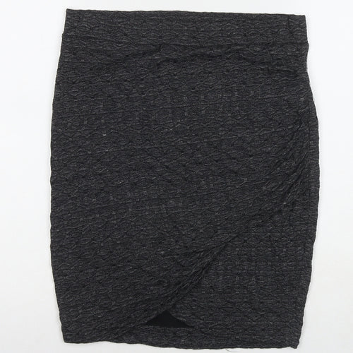 Fransa Womens Grey Viscose A-Line Skirt Size S