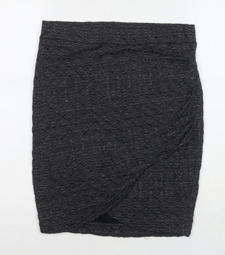 Fransa Womens Grey Viscose A-Line Skirt Size S