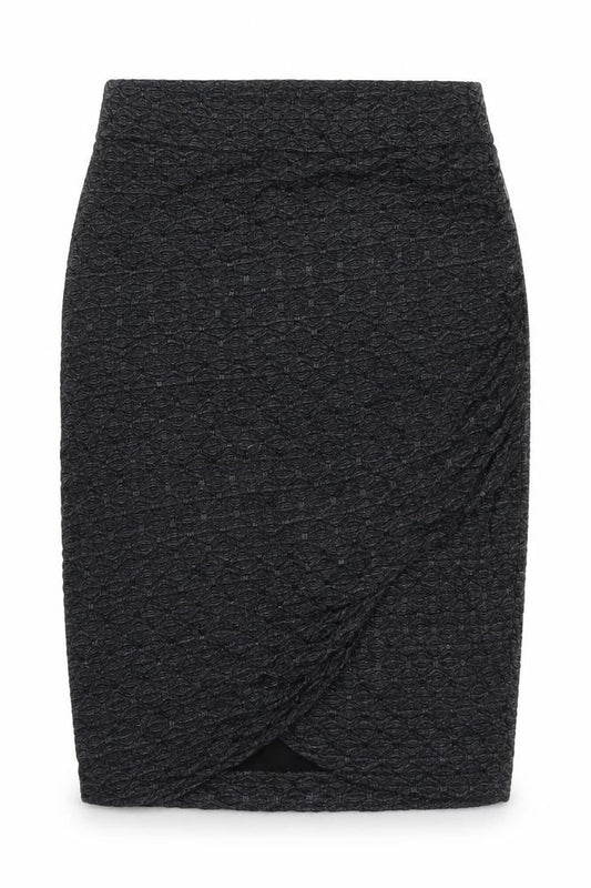 Front view of Fransa women’s grey viscose a-line skirt, size S