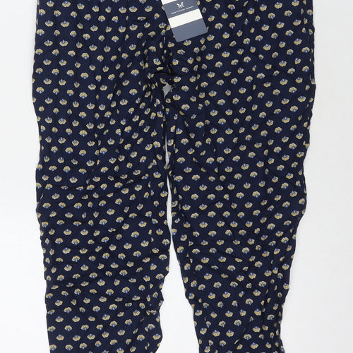 Crew Clothing Womens Blue Floral Polyester Trousers Size 12 L27 in Regular