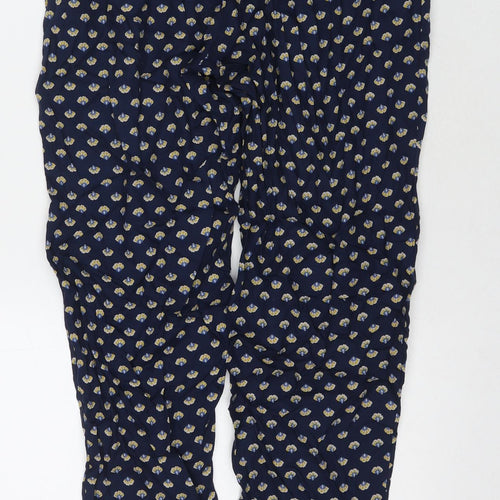 Crew Clothing Womens Blue Floral Polyester Trousers Size 12 L27 in Regular