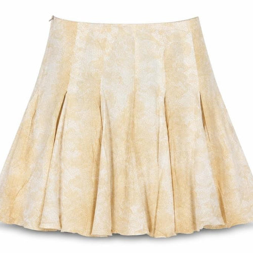 b.young Womens Beige Geometric Cotton A-Line Skirt Size 14 Zip