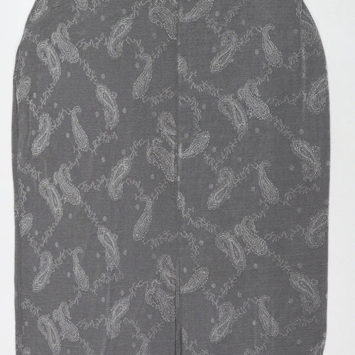 essence Womens Grey Paisley Polyester A-Line Skirt Size 30