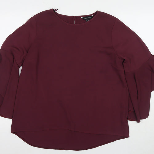 New Look Womens Red Polyester Basic Blouse Size 14 Round Neck