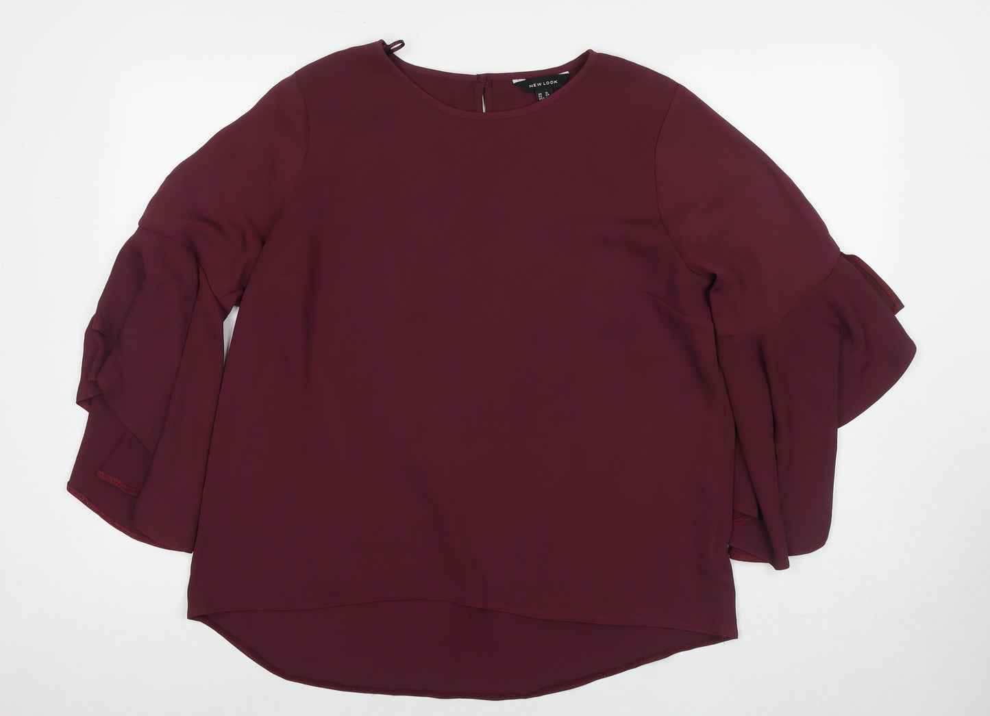 New Look Womens Red Polyester Basic Blouse Size 14 Round Neck