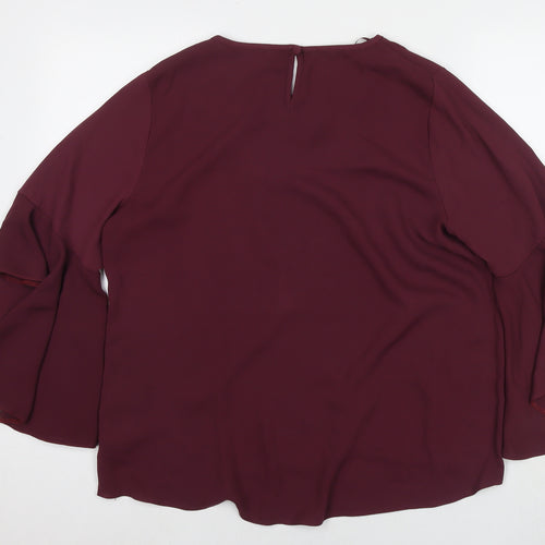 New Look Womens Red Polyester Basic Blouse Size 14 Round Neck