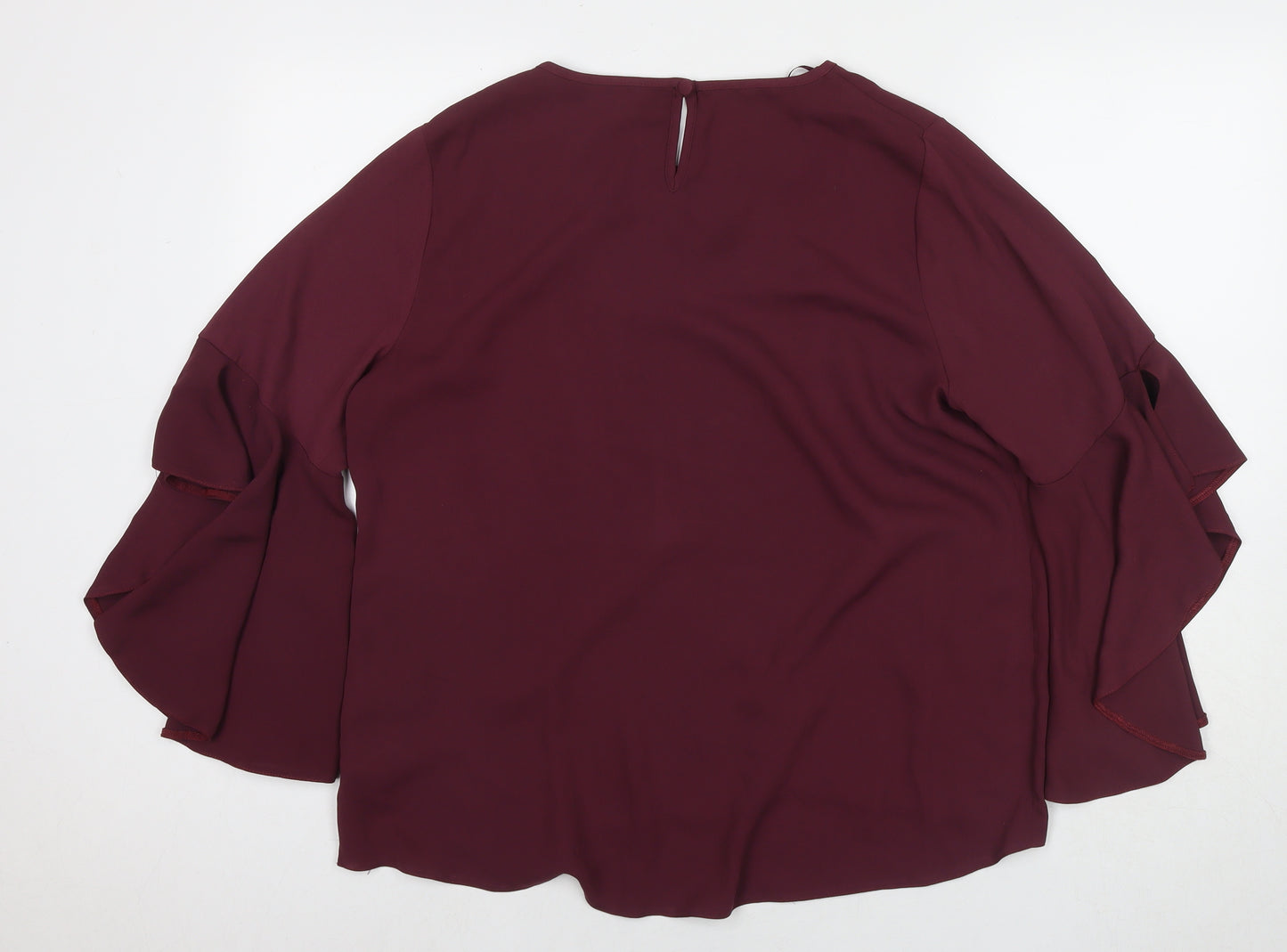 New Look Womens Red Polyester Basic Blouse Size 14 Round Neck
