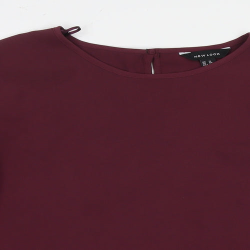 New Look Womens Red Polyester Basic Blouse Size 14 Round Neck