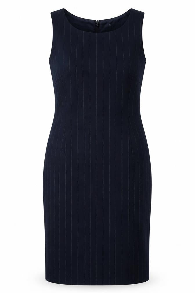 Dorothy Perkins Womens Blue Striped Viscose A-Line Size 10 Round Neck Zip