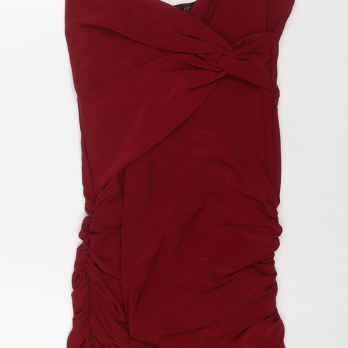 Edge Street Womens Red Polyester Bodycon Size 8 V-Neck Pullover