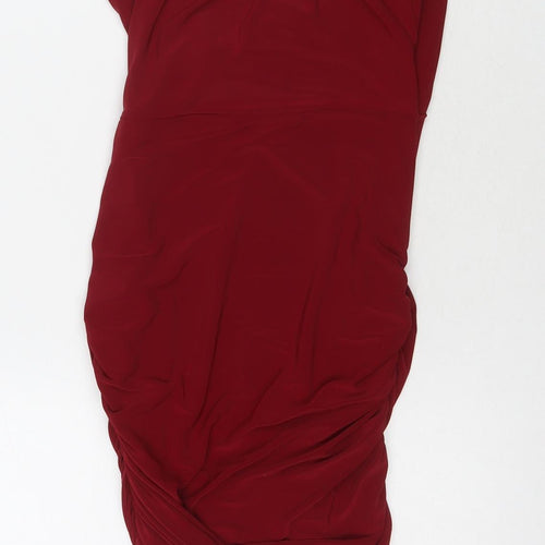 Edge Street Womens Red Polyester Bodycon Size 8 V-Neck Pullover
