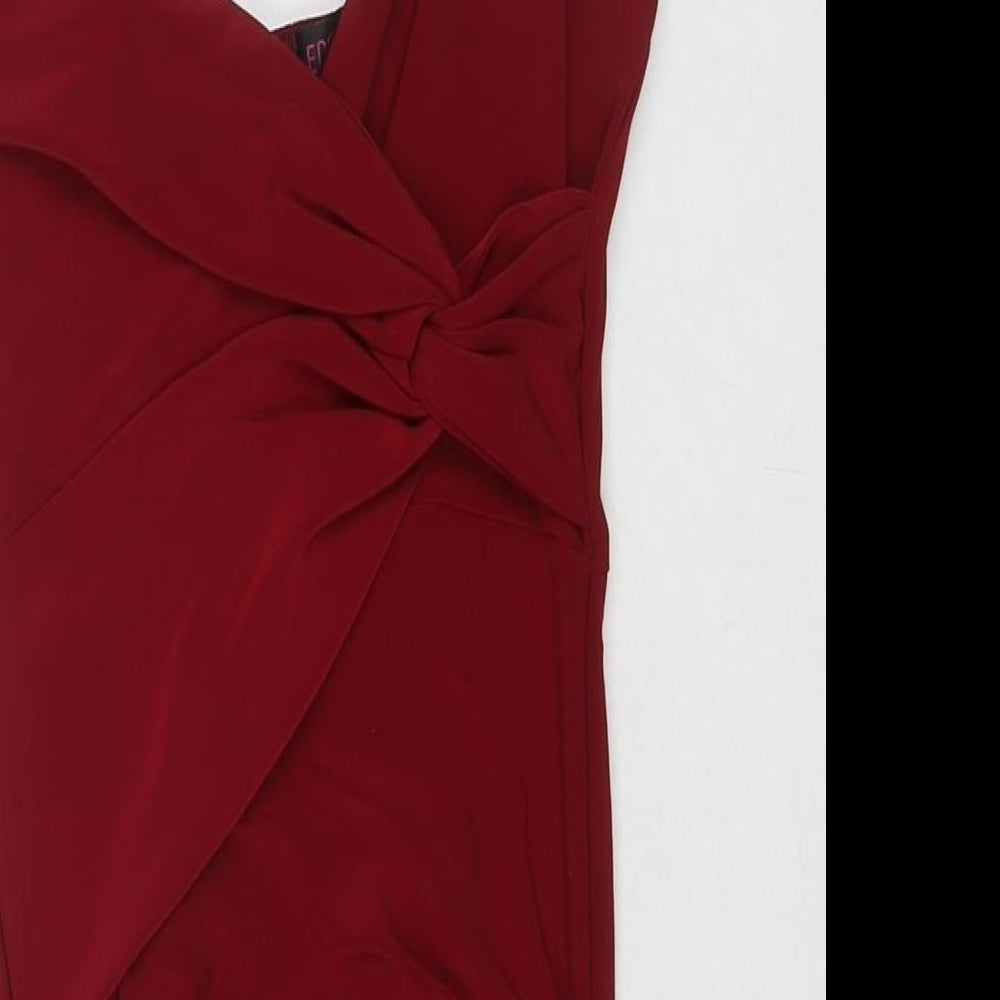 Edge Street Womens Red Polyester Bodycon Size 8 V-Neck Pullover