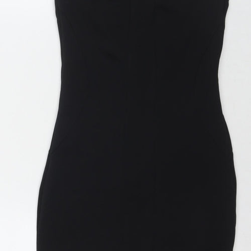 Miss Selfridge Womens Black Polyester Bodycon Size 8 Round Neck Pullover