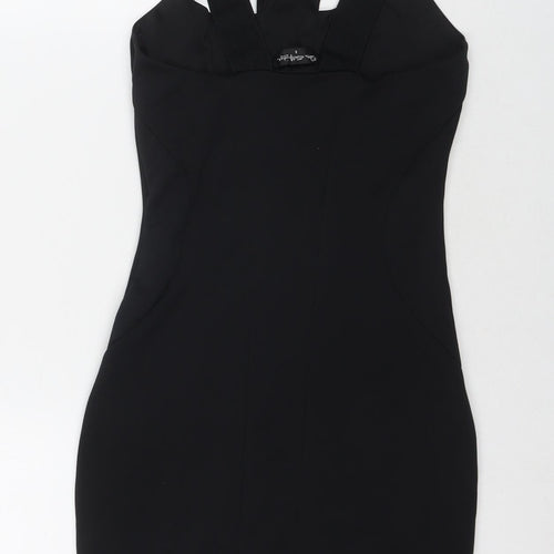 Miss Selfridge Womens Black Polyester Bodycon Size 8 Round Neck Pullover