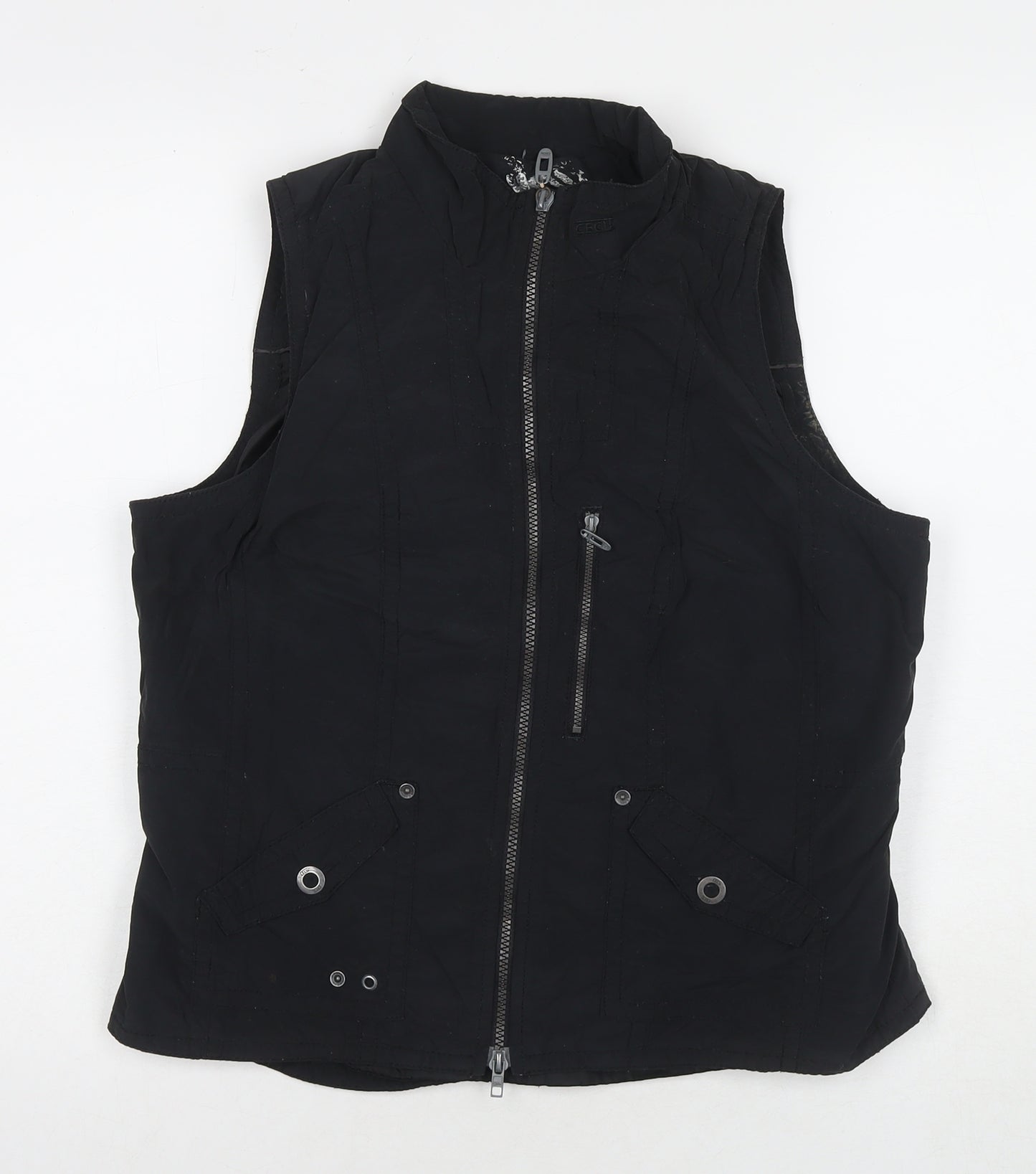 Cecil Womens Black Gilet Waistcoat Size M Zip