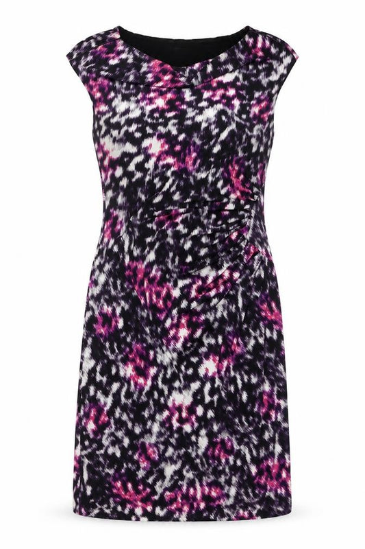 Front view of Planet women’s multicoloured geometric polyester a-line, size UK 12, cowl neck pullover