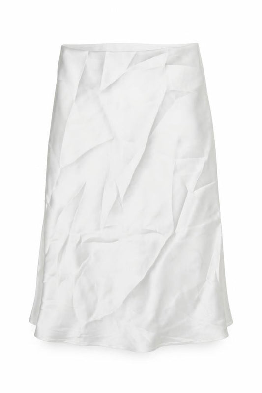 Front view of Zara women’s white polyester basic tank, size S, cowl neck