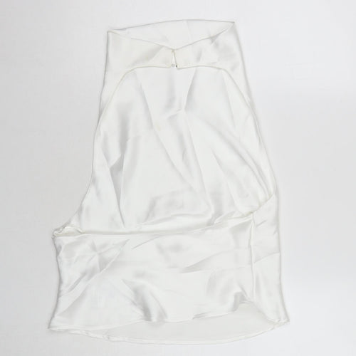 Zara Womens White Polyester Basic Tank Size S Cowl Neck