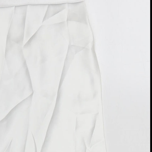 Zara Womens White Polyester Basic Tank Size S Cowl Neck