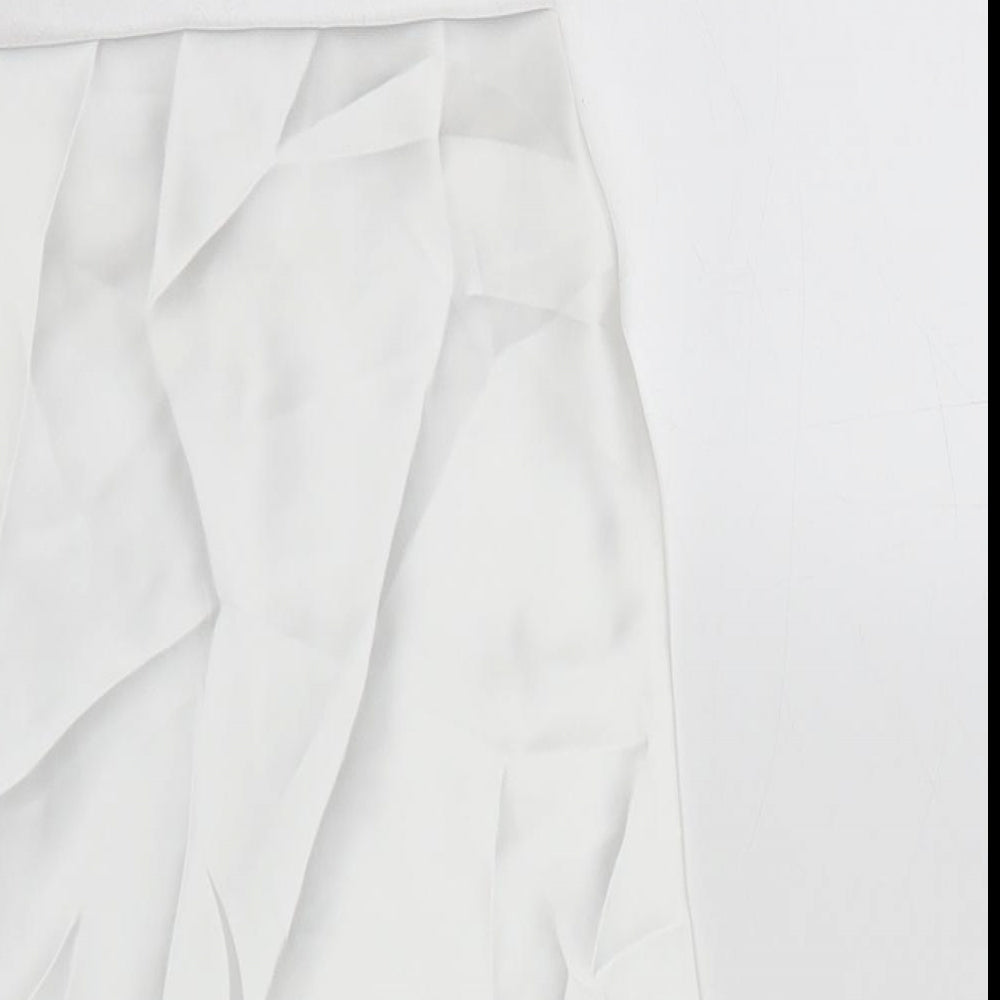 Zara Womens White Polyester Basic Tank Size S Cowl Neck