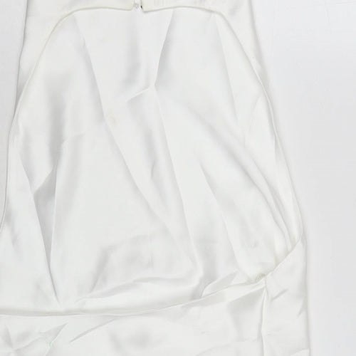 Zara Womens White Polyester Basic Tank Size S Cowl Neck